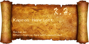 Kapros Henriett névjegykártya